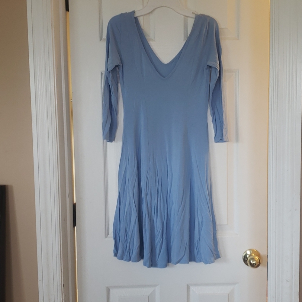 Blue v neck swing dress